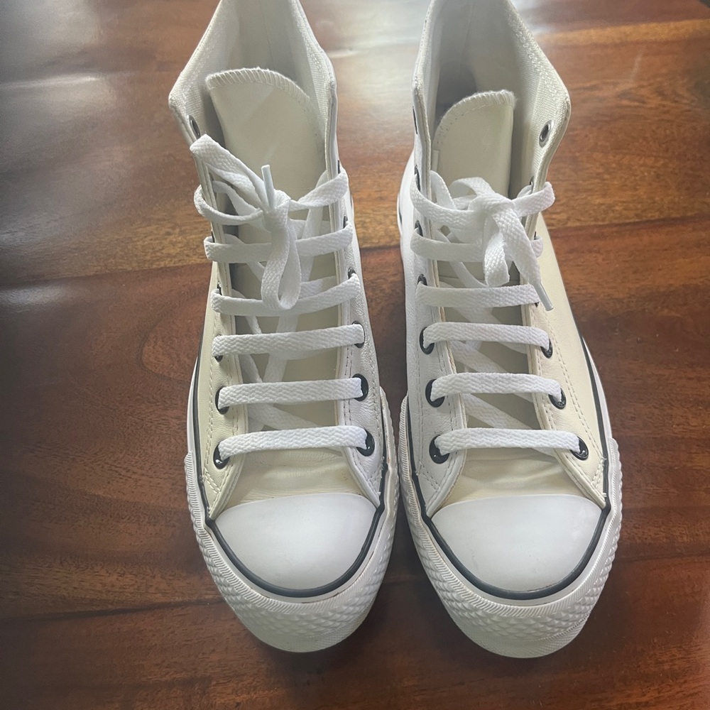 High-Top Canvas Sneakers in White